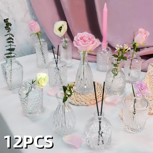 12pcs clear glass bud vase - 12pcs,