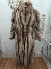 FOX Fur Coat Brown Gray Women's Medium 38" Length