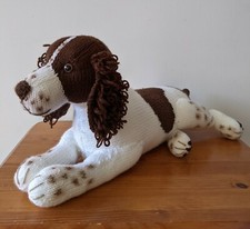 hand knitted brown and white springer spaniel 