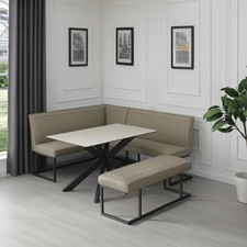 Indus Valley Arden Ceramic Dining Table with Grey Corner Bench & Low Bench