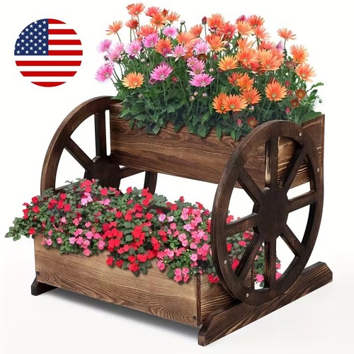 Wooden garden planter with - wooden,