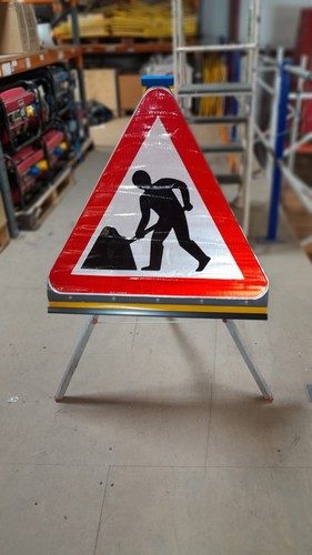 Folding road works ahead - works,