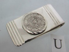 Taxco 925 Sterling Silver Aztec Calendar Money Clips 