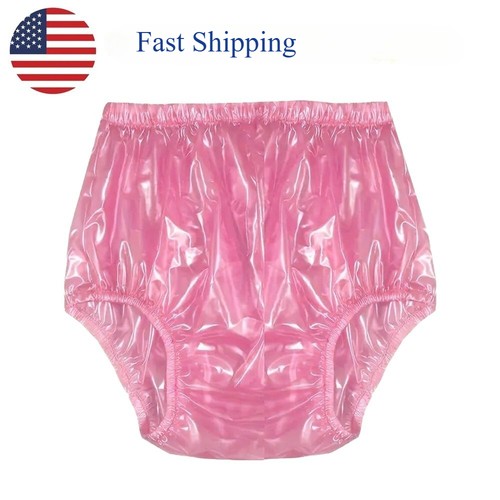Pink plastic pants adult - plastic,