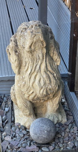 Stone dog garden statue ball - dog, (ball