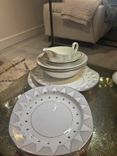 Mid-century Modernist 22ct Gold Stars & Stripes Alfred Meakin Dinner Set