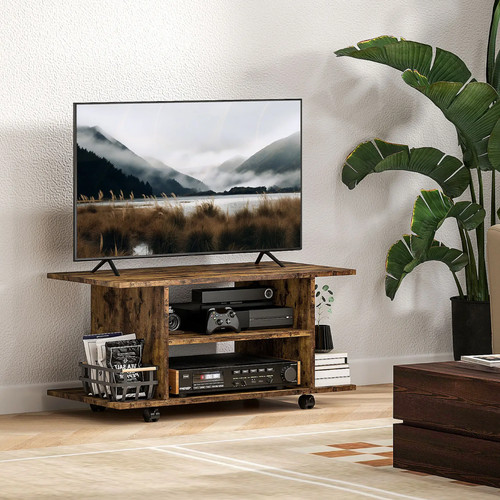 Rustic brown stand - tv, wheels