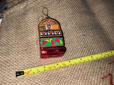 Kurt Adler vintage Christmas Glass Ornament - one arm bandit casino slot #c