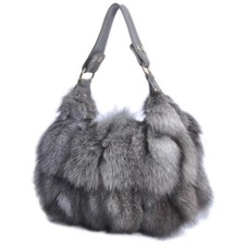 100% Real Fox Fur Handbags Silver Fox Fur Bag Real Fur Handbag Women's Bags