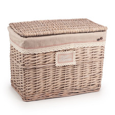  Wicker Storage Box With lid. Storage Chest Cloth Trunk With Lining,Med or Large