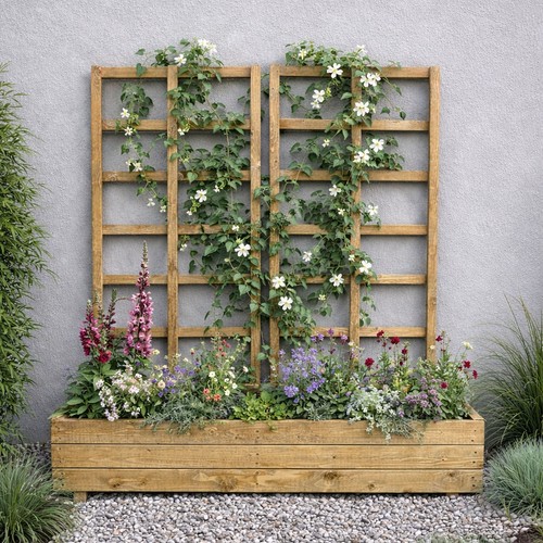 Large planter with trellises - planter,