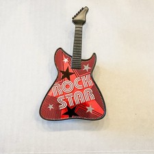 ROCK STAR GUITAR PLASTIC Cake Topper Birthday Party Supplies With 3 Temp Tattoos