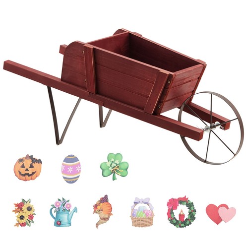 Red wooden wagon - wooden,