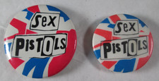 Sex Pistols 2 X Vintage Early 80s US & UK Pin Button Badges Punk New Wave