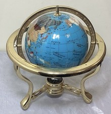 Unique Art Since 1996 14" Turquoise Gemstone Globe with Gold Stand