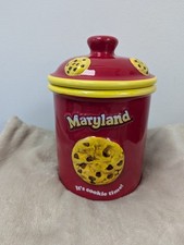 Maryland Red Yellow 'It's Cookie Time' Large Cookie Jar with Lid Biscuit Barrel