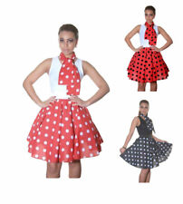 Ladies 50s Rock n Roll Polka Dot Retro 18" Long Skirt Fancy Dress Hen Party UK