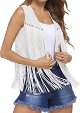 Women Fringe Vest Hippie Faux