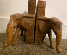 Wooden Elephant Bookends From