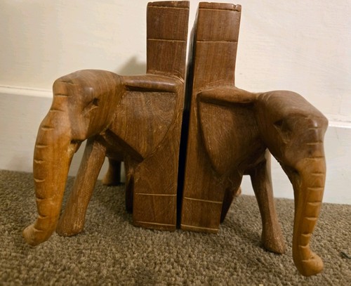 Wooden elephant bookends from - wooden,
