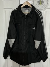 Vintage Adidas Jacket Black With Grey Accents, Quilted Lining  90s Y2K – Size XL