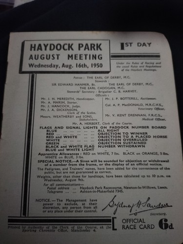 Vintage haydock park - vintage, card