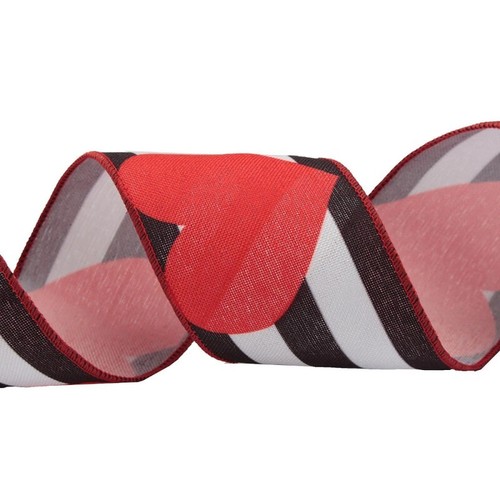 Wired edge ribbon 63mm red - ribbon,