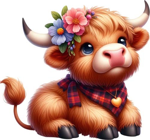 Funny rose highland cow wall - highland,
