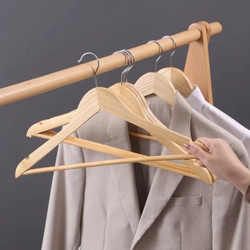 Natural wooden coat hangers - natural,