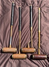Harrods Jaques brass-ringed Croquet Mallets Rockwood Broken Handles for Repair