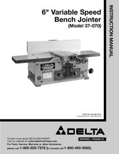 Delta 37-070 6" Vriable Speed Bench Jointer Instruction Manual