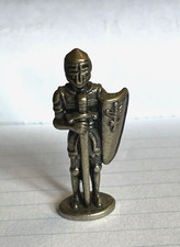 Vintage Military Metal Soldier Figure, European Knight, Silver Colour 4cm