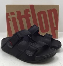 Fitflop Men’s Gogh Mock Slides In All Black US Size 9 M