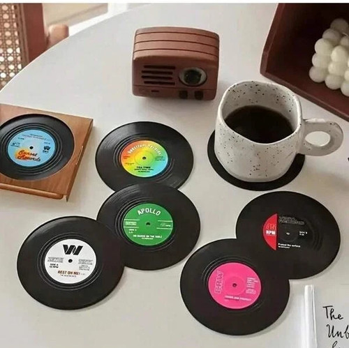 Retro vinyl record coasters - coasters,