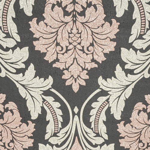 Black damask wallpaper floral - damask,