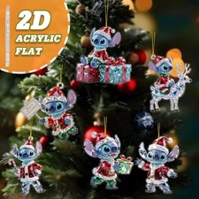 Disney Stitch Christmas Tree Hanging Decoration Pack Of 6 Acrylic 2d Shape