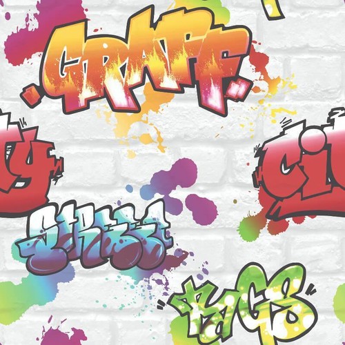 Rasch graffiti white brick - graffiti,