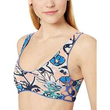 MAAJI Standard Deck Reversible Bikini Top S Wedgewood Blue Shimmer Blue Floral