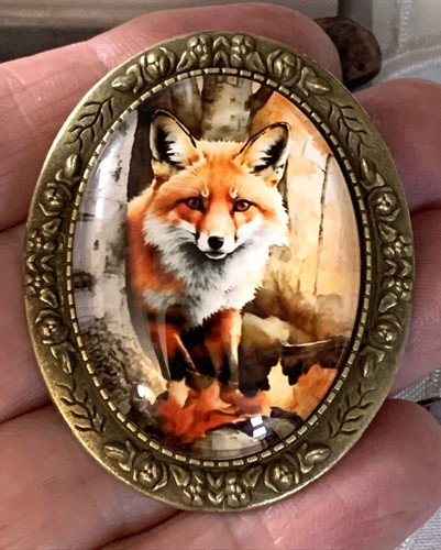 Gorgeous red fox behind tree - fox,