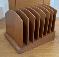 VINTAGE LEVENGER WOODEN DESKTOP FILE ORGANISER SORTER 7 SECTION MCM
