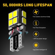 2x T10 Car Bulbs Led Error Free Canbus 501 Side Light Bulb Xenon White W5w Cob