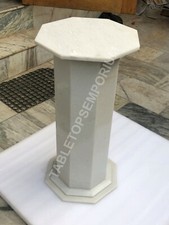 24" White Marble Handmade Stand/Pedestal Hallway Decor E529