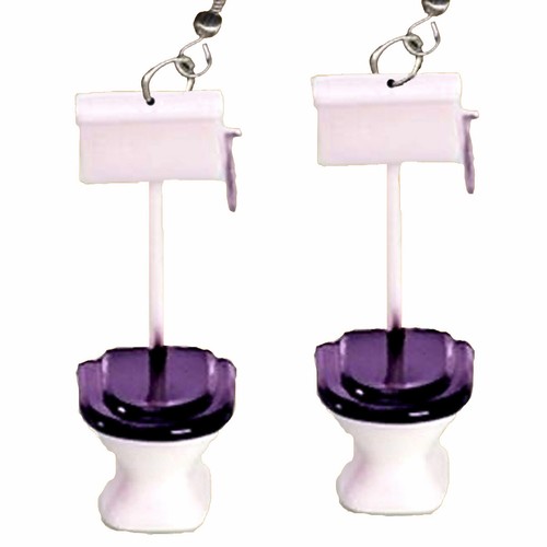 Funky toilet earrings funny - toilet,