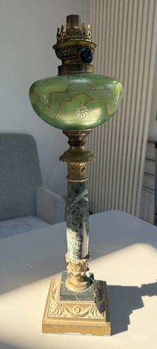 Antique french oil lamp - antique,
