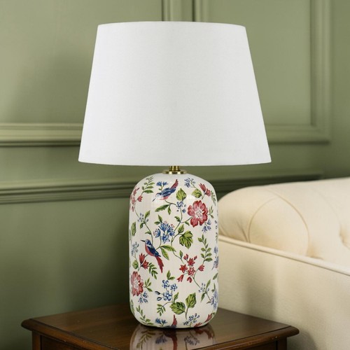 Floral ceramic table lamp with - floral,