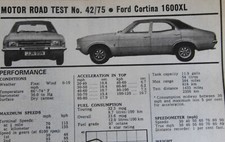 Original 1975 FORD CORTINA 1600 XL Mk3 Motor magazine road test No 4275 (folded)