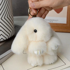 15Cm Fluffy Rabbit Fur Pompon Bunny Keychain Soft Cute Rabbit Toy Key Chain Bag 