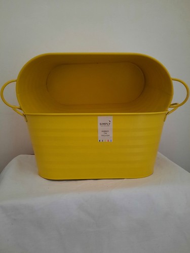 Tin ribbed yellow trough - tin,