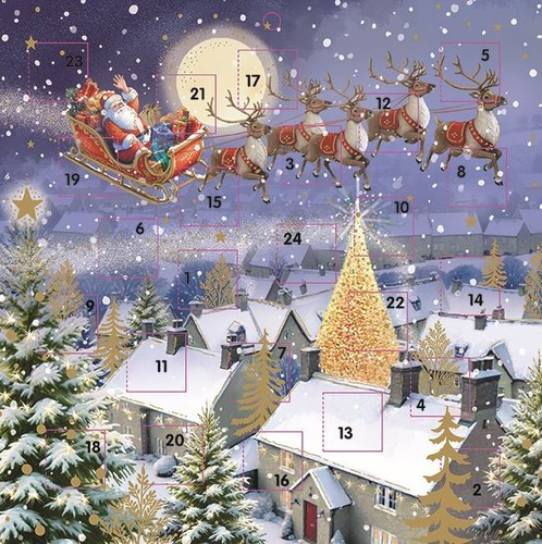 Santa sleigh square - square, advent