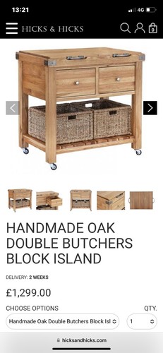 Double butchers block trolley - double,
